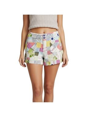 Vintage Free People Patchwork Quilt Shorts Size 12 Multicolor Cotton Bohemian